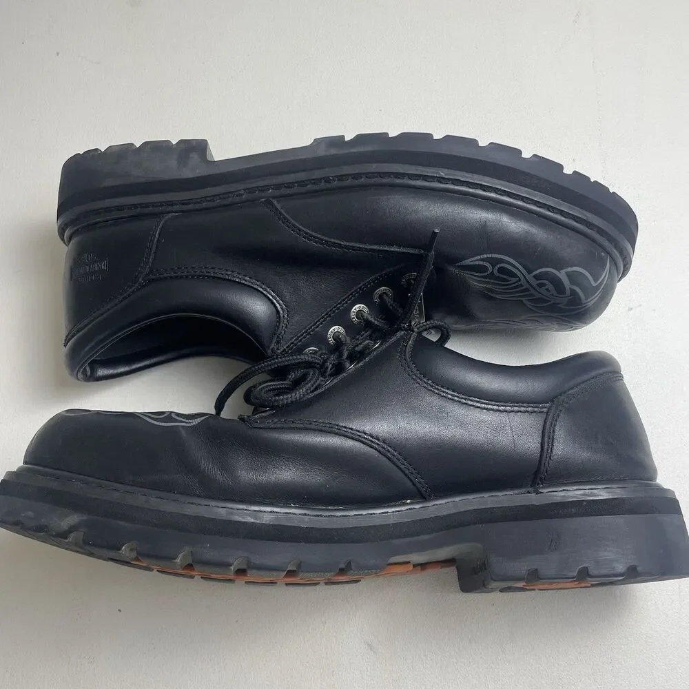 Harley Davidson Men's Black Leather Low Top Motorcycle Riding  Dress Shoes 13